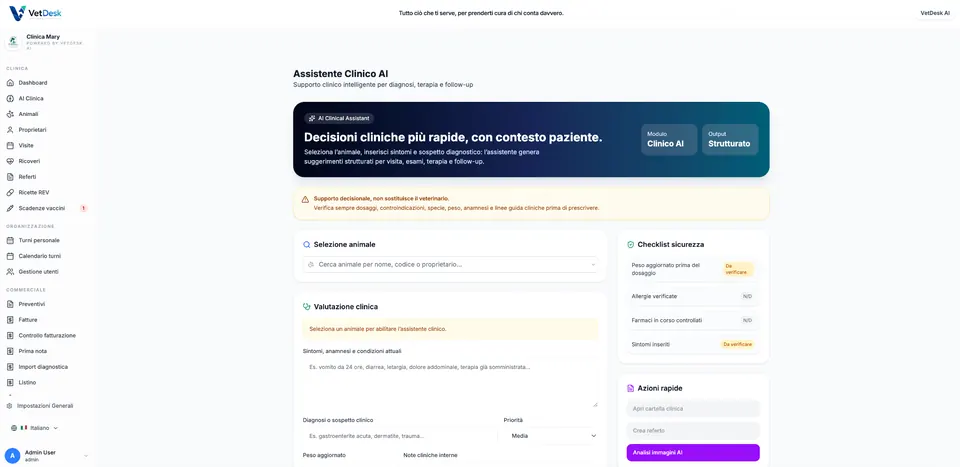 Assistente clinico AI di VetDesk durante una visita